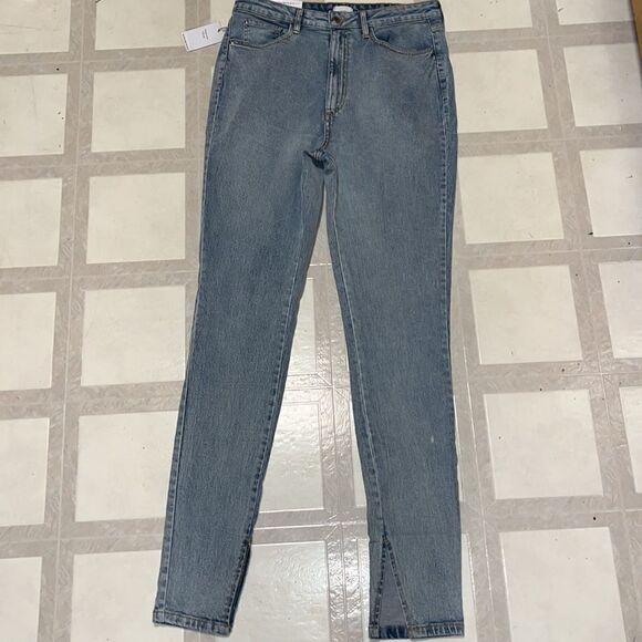 NEW WITH TAG WOMEN’S SIZE 30 STRETCH WEWOREWHAT SLIT HEM JEAN IN LIGHT VINTAGE - Picture 6 of 10